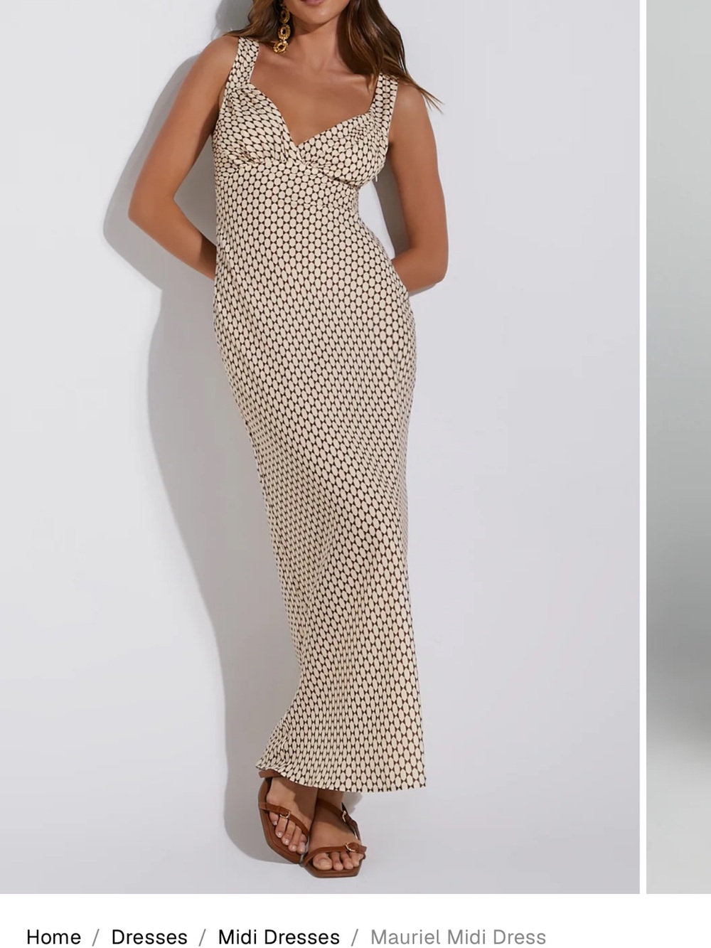 Showpo Cream Patterned Midi Dress